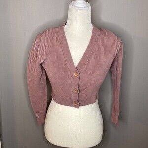ARITZIA WILFRED Mauve Cropped Cardigan Textured Knit size XXS